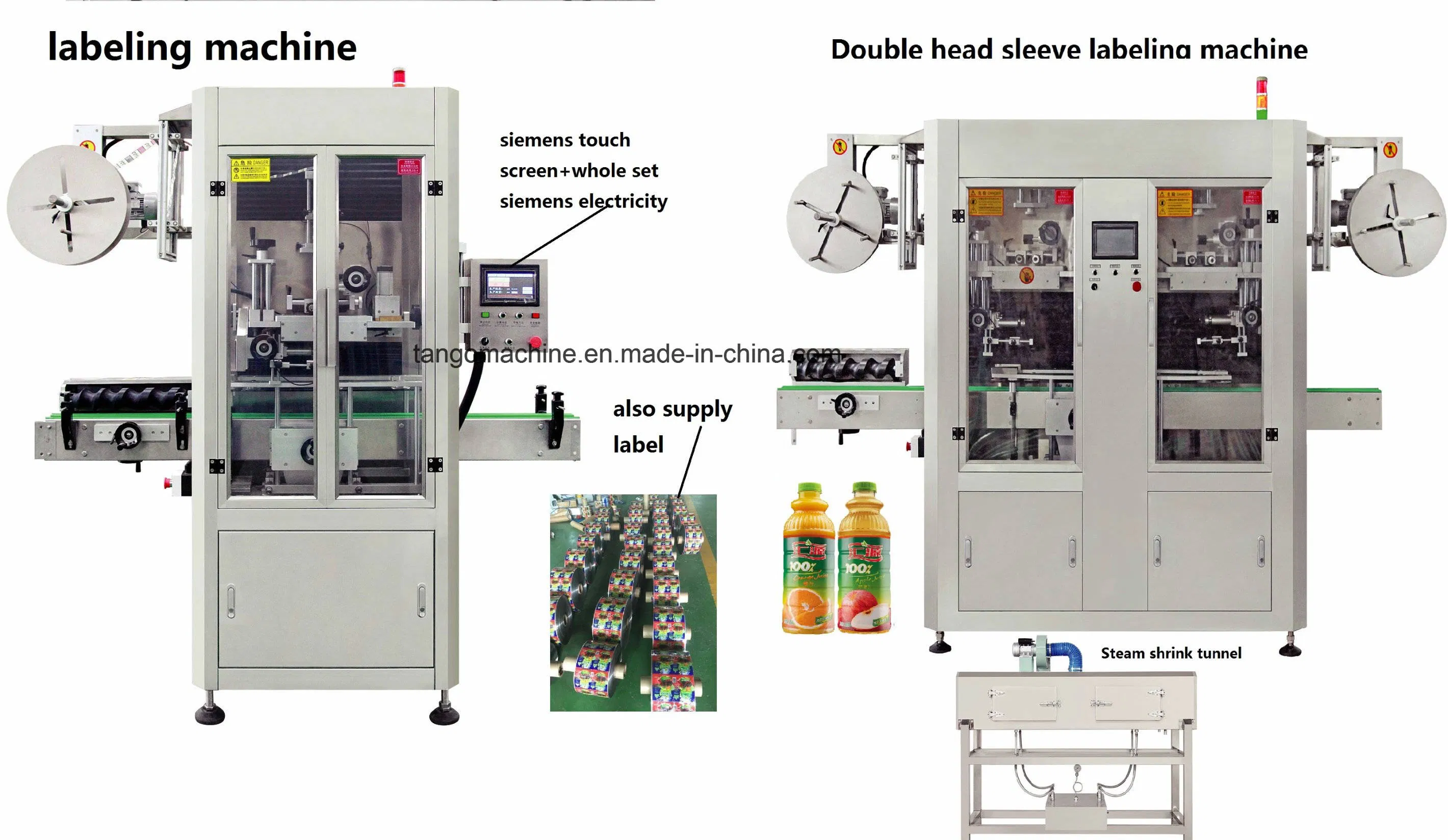 Automatic Juice Glass Round Square Bottle Sleeve Shrink Labeling Label Machine