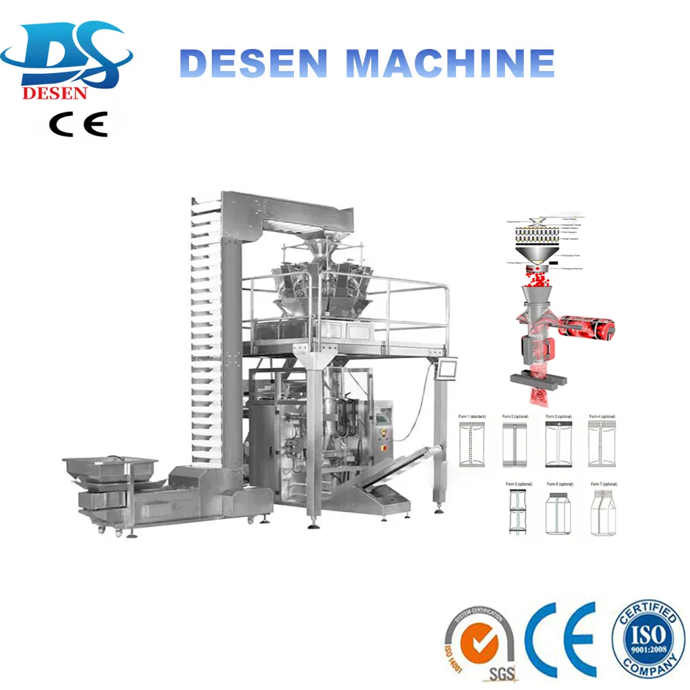 Automated Packing Chocolate Candy Packaging Machine System with Multihead Weigher