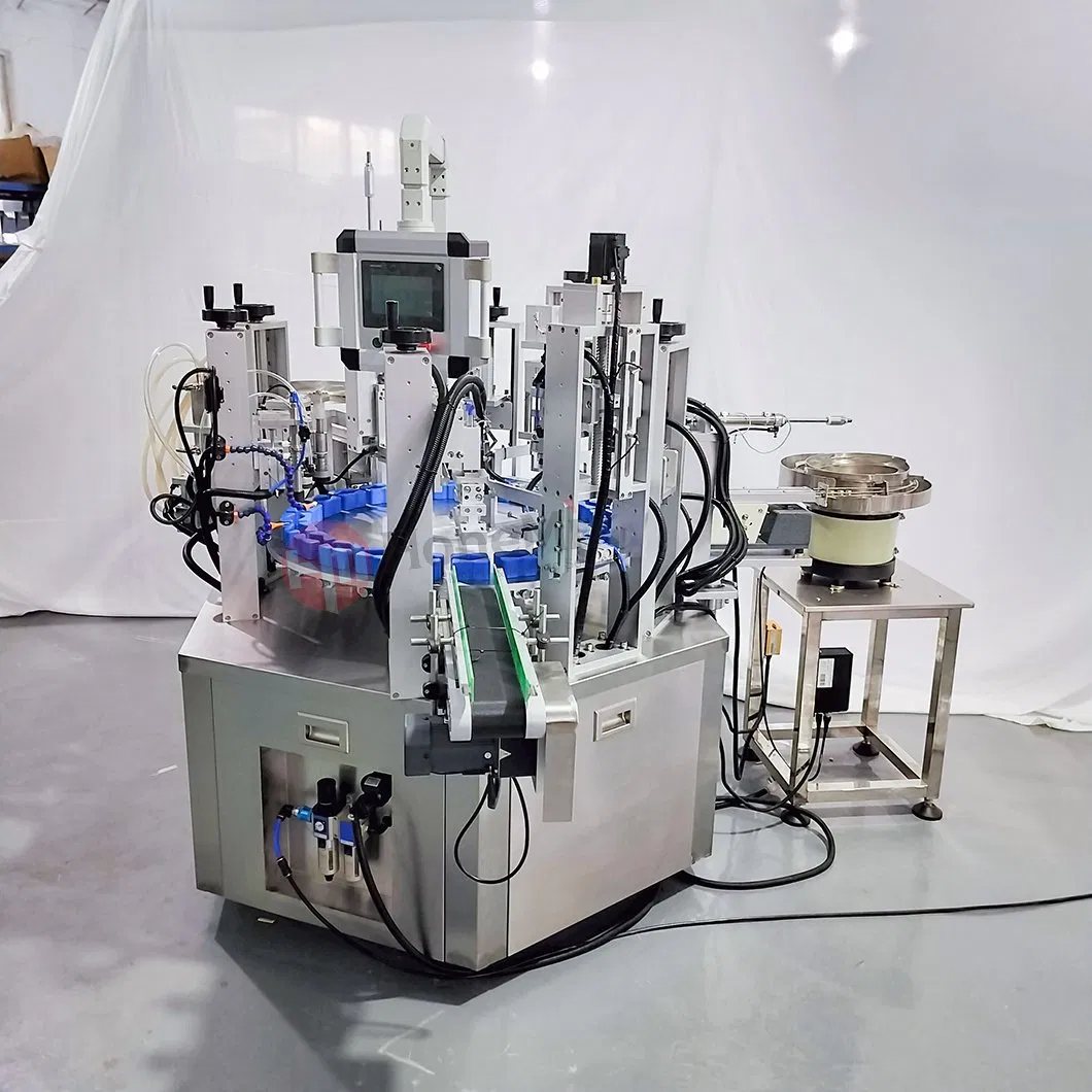 Honemix Fully Automatic Rotary Turntable Perfume Bottle Filling Sealing Process Perfume Fragrance Vacuum Filling Machine Glass Bottle Filler