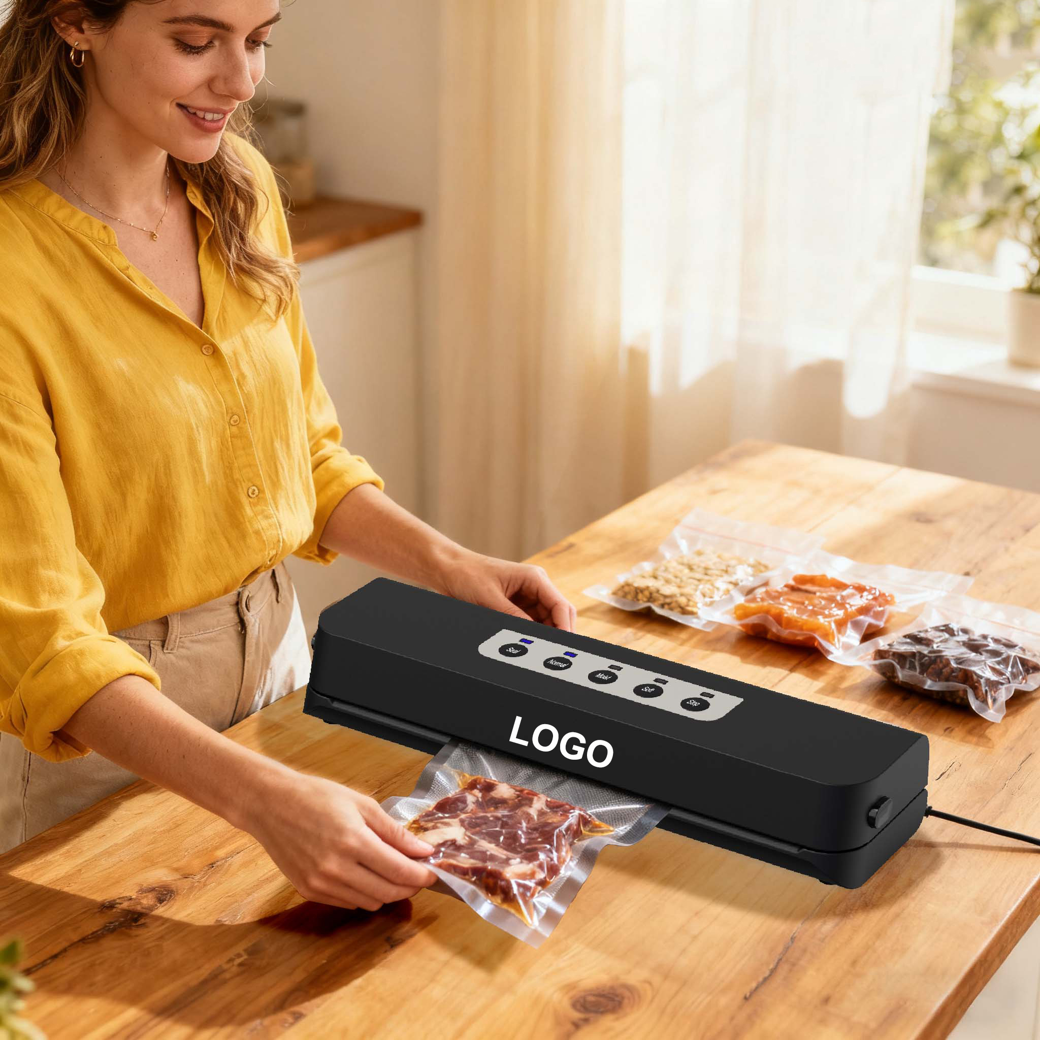 Food Vacuum Sealer for Household Dry Wet Food Storage and Preservation Automatic Mini Vacuum Packaging Machine