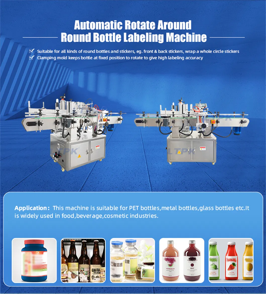 Automatic Double Sides Adhesive Sticker Can Round Bottle Etiquetadora Labeling Machine