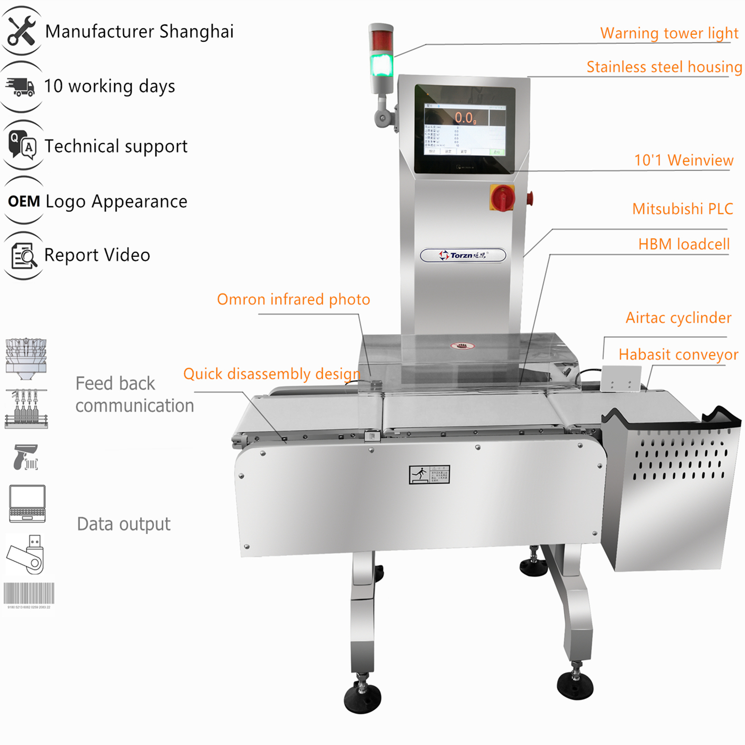 Made In China High Quality Practical Automatic Weighing Machine Checkweigher With Metal Detector