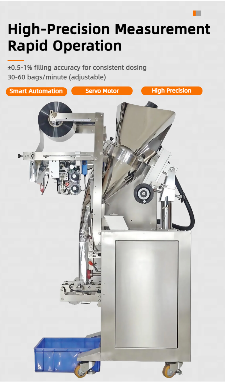 Multi-Function Vertical Packing Machine for Powder Filling for Packaging Paprika Spice Coffee Tea Sugar Sachets Food Application