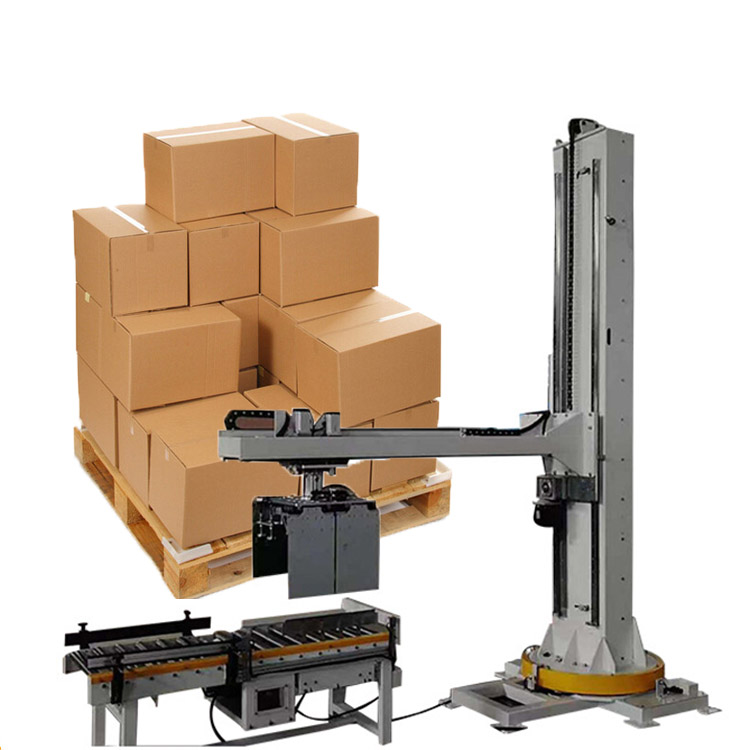 Vertical Palletizing Machine High Column Palletizer With PLC System Can Saving Working Area
