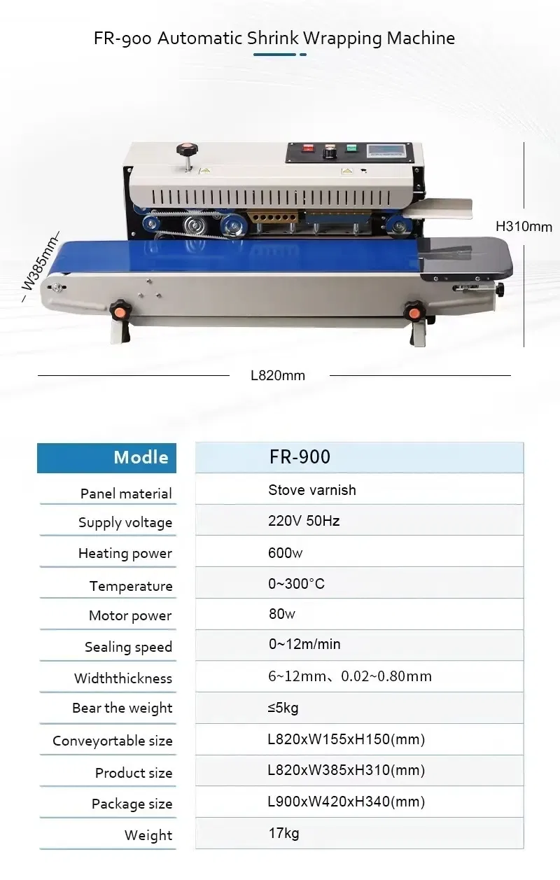 Fr900 Automatic Intelligent Control Food Pouch Bag Packing Mini Sealer Sealing Machine for Foil Paper Film Bag Pouch Case