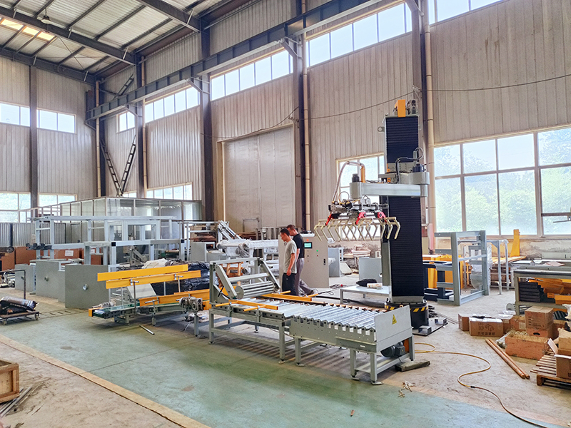 Vertical Palletizing Machine High Column Palletizer With PLC System Can Saving Working Area