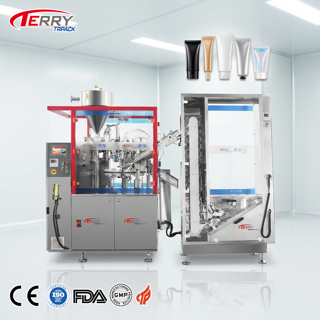 Fully Automatic High-Accuracy Squeezable Tube Filling And Sealing Machine With PLC And Gear For Toothpaste Cosmetic Packaging
