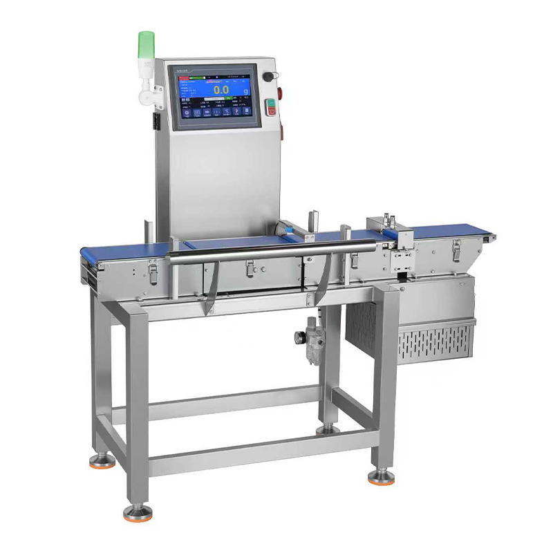 Automatic Checkweigher With Downward Air Blow Rejection For Cooling Patch And Screen Protector Weight Inspection