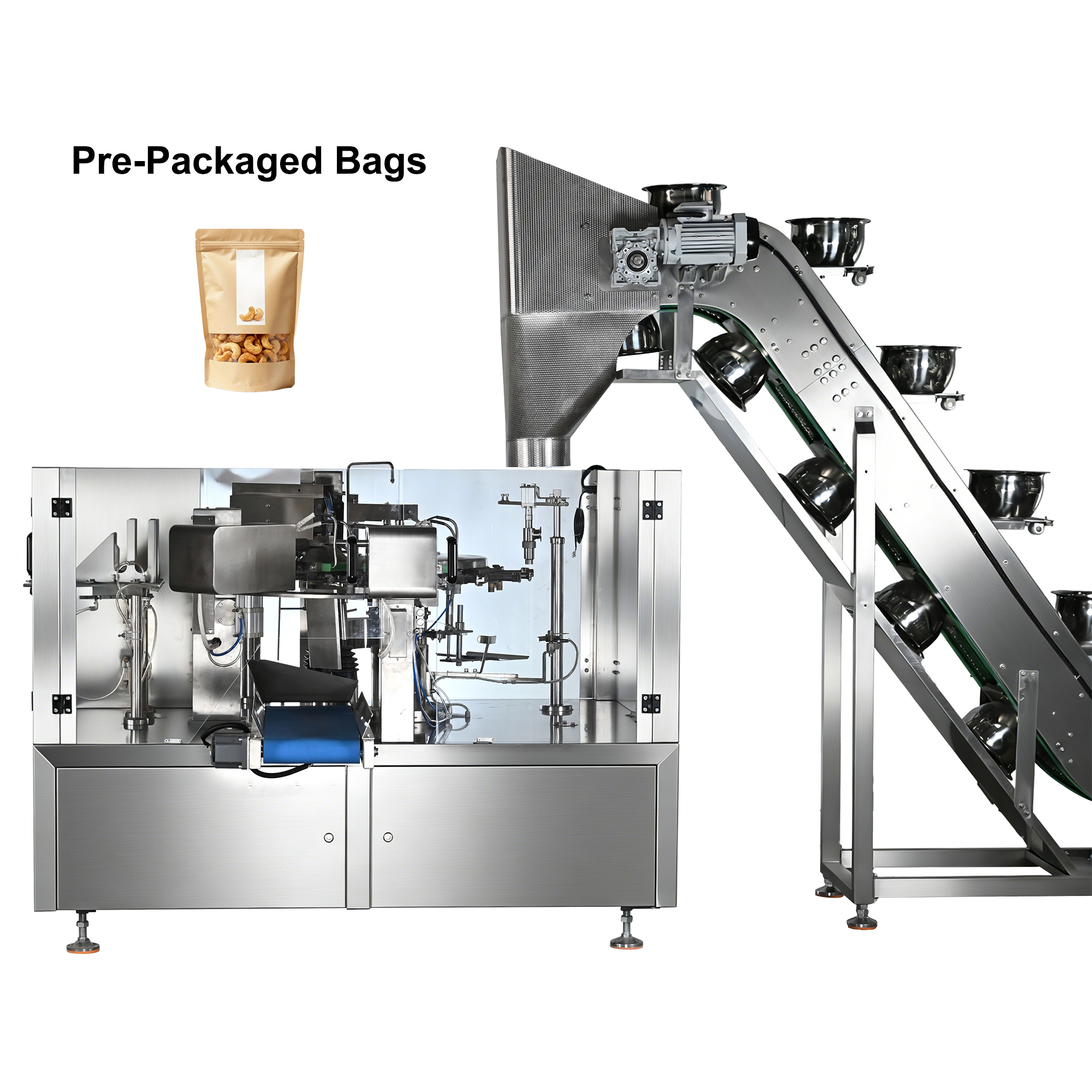 Multihead Weigher Granule Packaging Line For Premade Bag And Jar Bottle Nuts Snack Cashew Oat Automatic Weighing Packing Machine