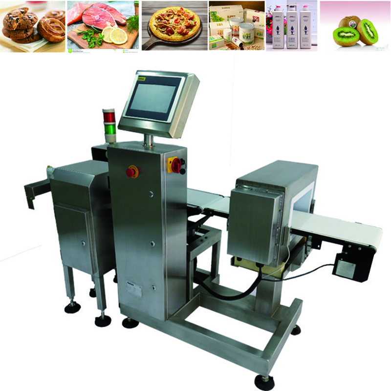 Combination Metal Detector Checkweigher Automatic Weight Sorting &amp; Metal Inspection for Finished Food Bag Packing Line