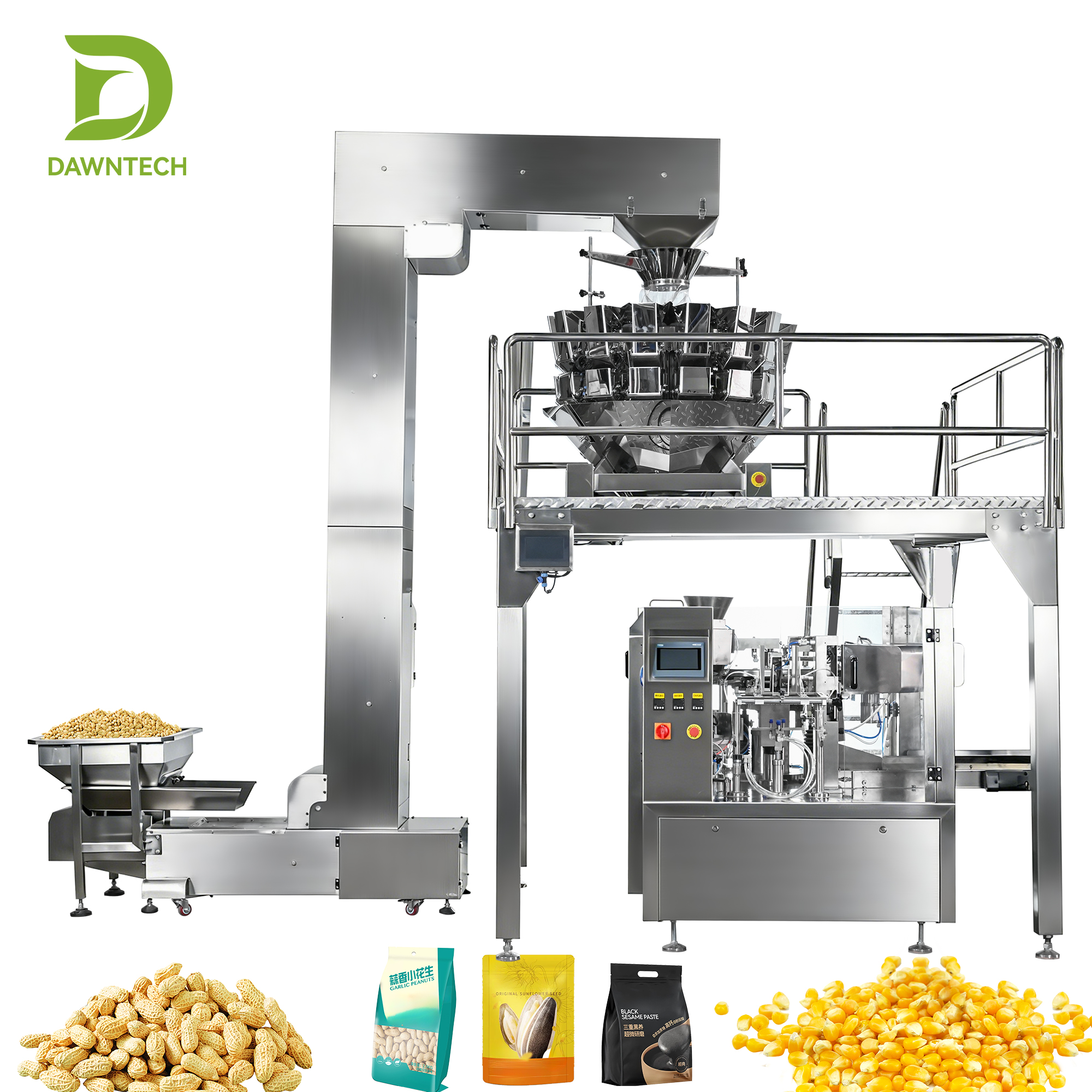 Multihead Weigher Premade Pouch Packing Machine for Nuts Candy Dried Fruit Granules | Stand up Doypack Zipper Flat Pillow Bags