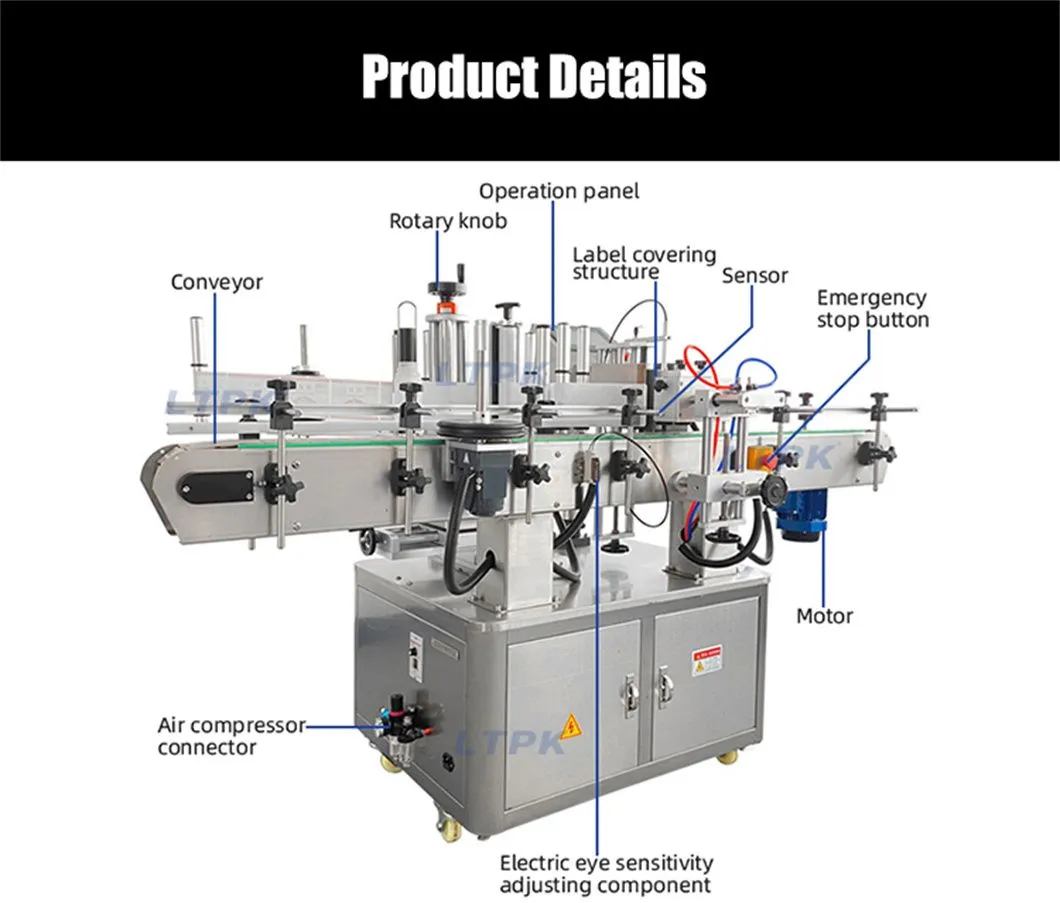 Automatic Double Sides Adhesive Sticker Can Round Bottle Etiquetadora Labeling Machine