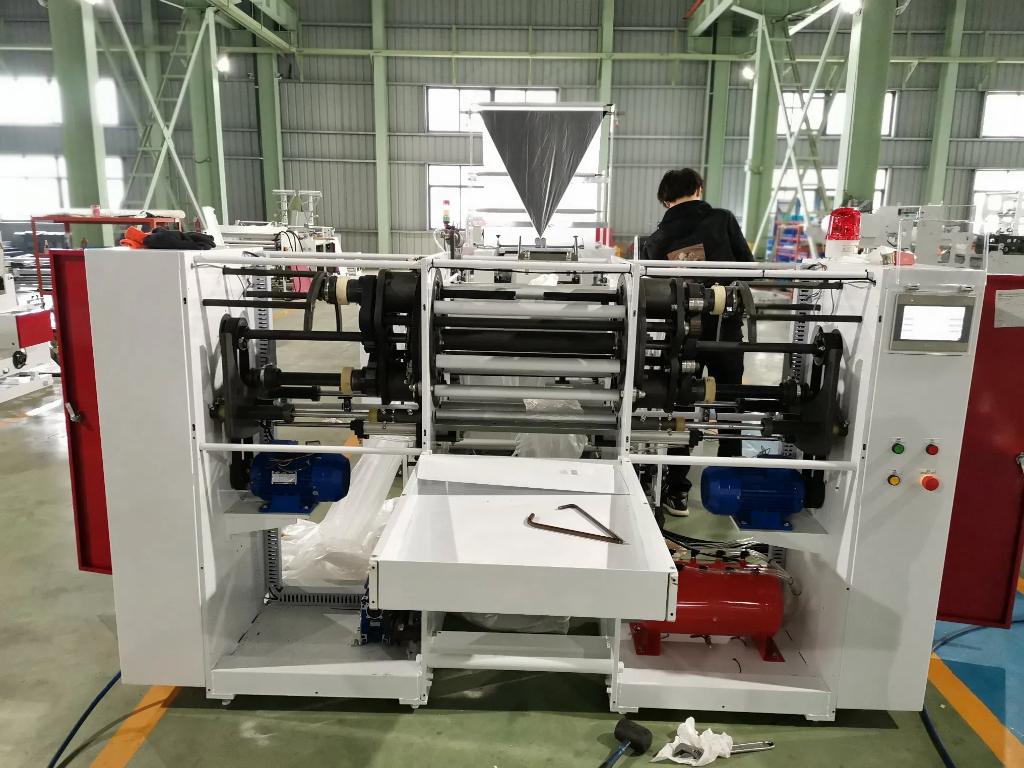 Automatic Polythene Plastic Supermatket Carry Shopping Roll Bag Make Machinery Garbage Trash Rubbish Star Sealing Table Cloth Bag on Roll Bag Making Machine