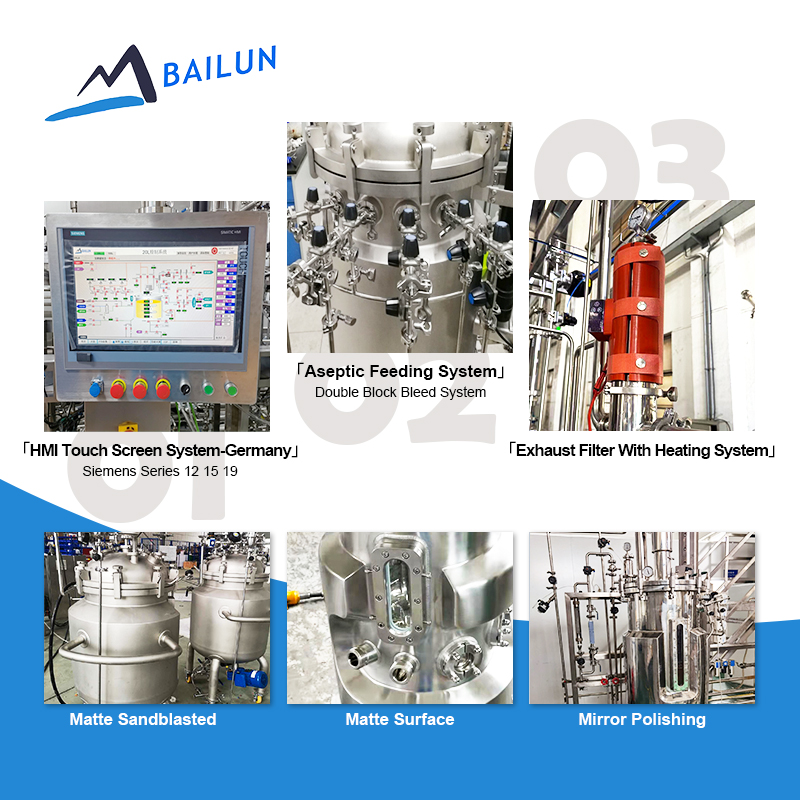 304/316L Stainless Steel Pharma Bioreactor Fermentation Tank Pressure Vessel Pump ASME Standard 20L-5000L Capacity PLC