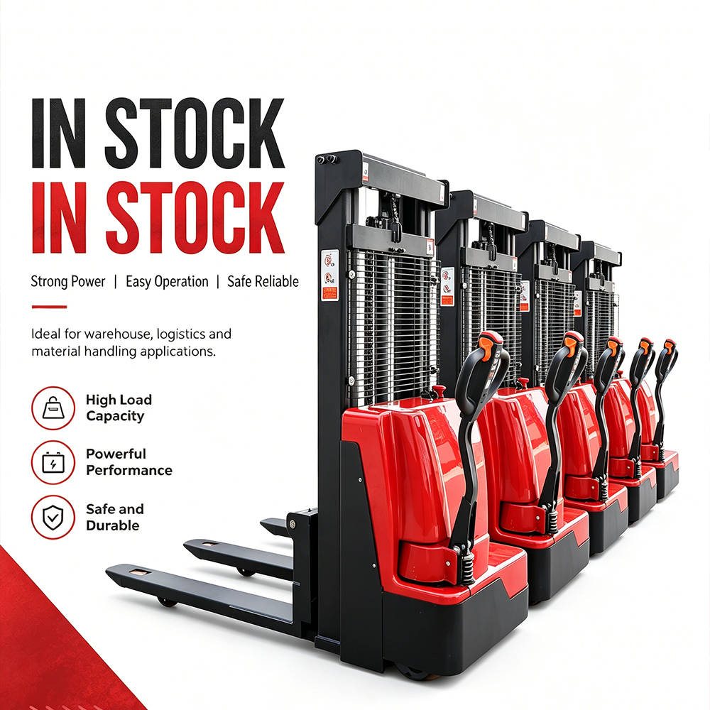 Electric Stacker Walkie Pallet Stacker 1.5 Ton 1.6 Ton 24V System For Distribution Center