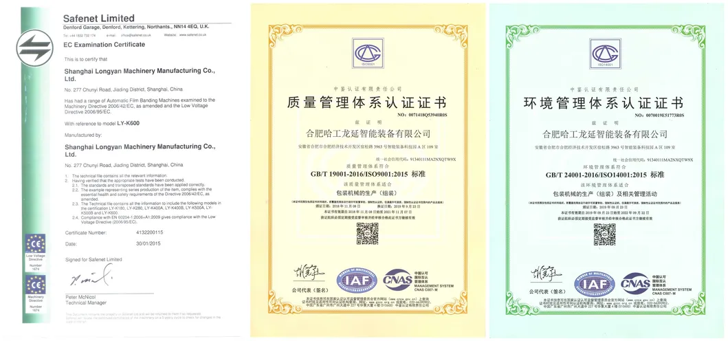 Automatic Case Packing Machine Certificate