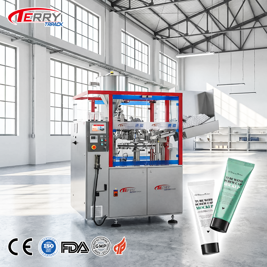 Fully Automatic High-Accuracy Squeezable Tube Filling And Sealing Machine With PLC And Gear For Toothpaste Cosmetic Packaging