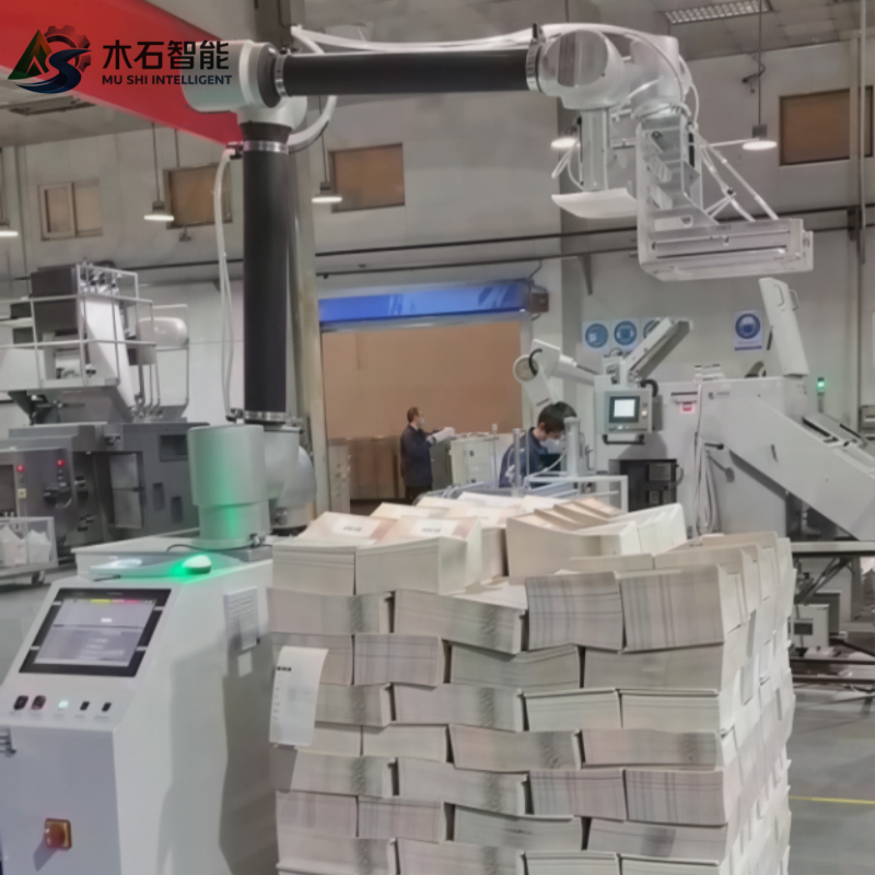 Robot Arm Palletizer Robot Pallet Moving Robot Picks up Goods and Stacks on Pallets for Beverage Cartons with PLC Control