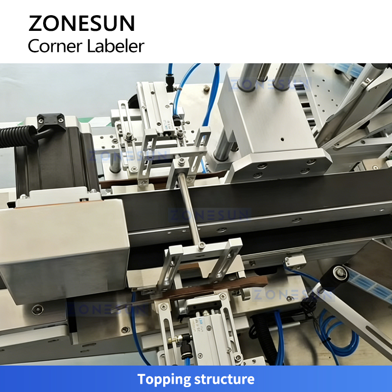 Zonesun Zs-Tb816 Automatic Double Side Anti-Tamper Corner Labeling Machine Carton Box Sealing Tamper Evident Label Applicator for Cosmetic Pharmaceutical Packag