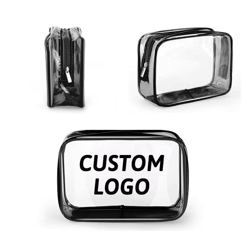 Hot Sale Custom Logo Portable Transparent PVC Cosmetic Bag Travel Toiletry Storage Bag Waterproof Makeup Bag with Zipper