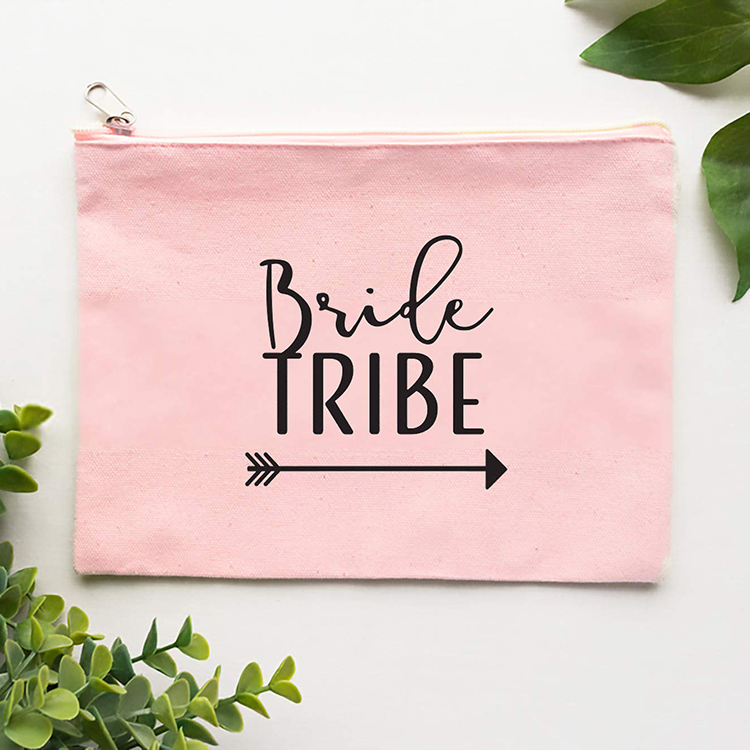 Custom Canvas Bride Cosmetic Bag Best Friend Gift Bridesmaid Makeup Bag With Zipper