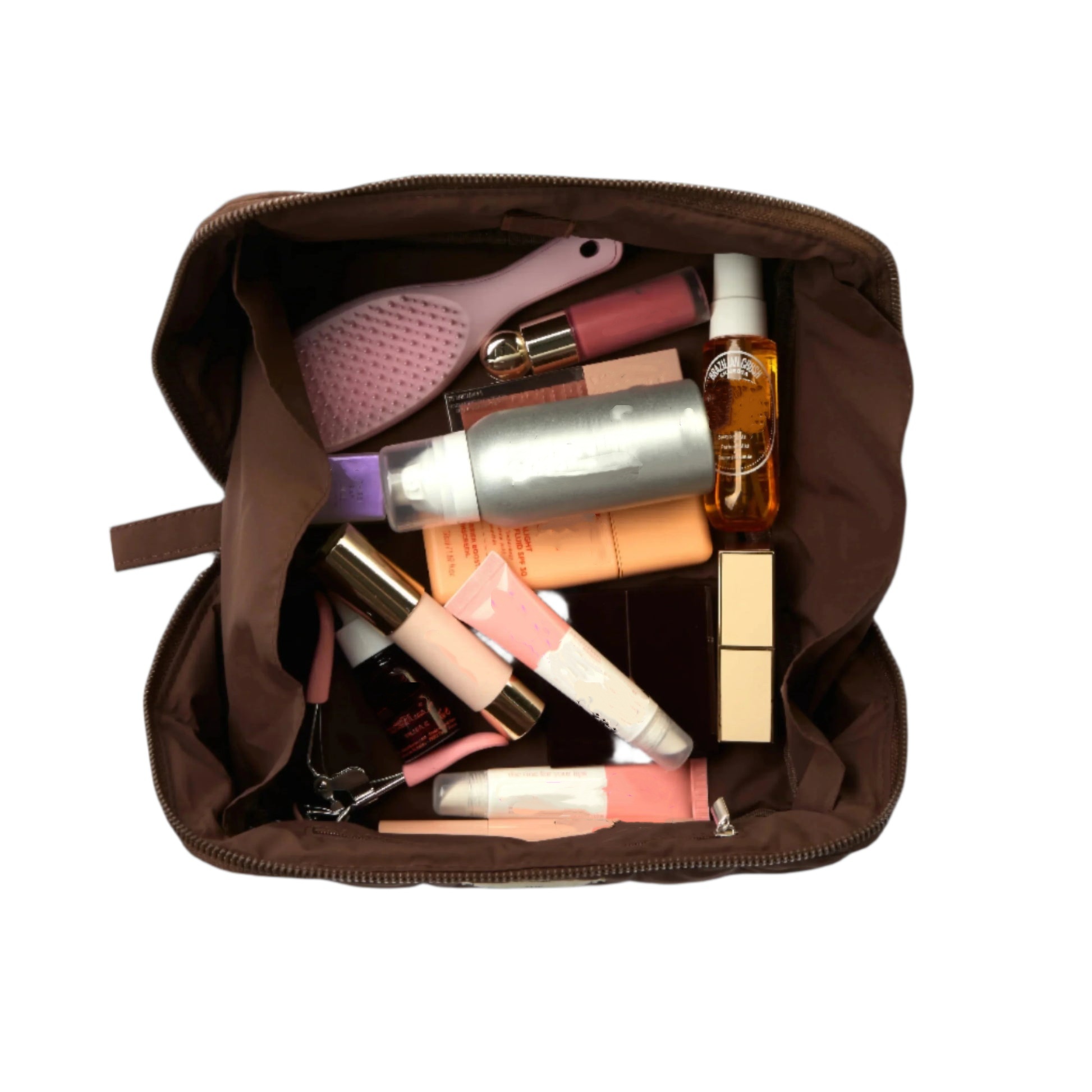 OEM ODM Multi Functional Outdoor Cute Ladies Travel Toiletry Beauty Case Set Women Brown Bundle Makeup Cosmetic Pouch Bag