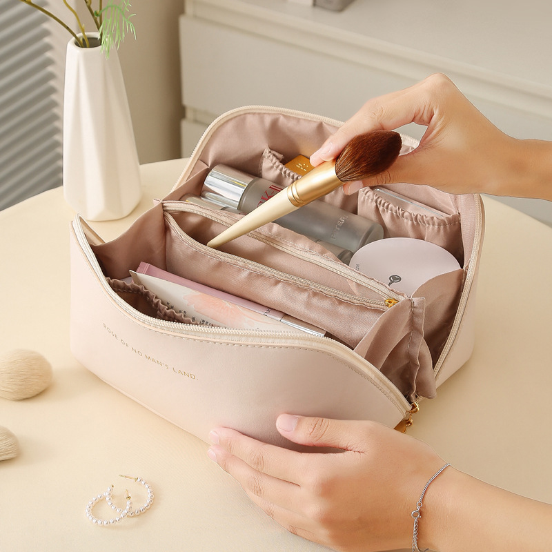 Wholesale Big Makeup Bag Capacity Waterproof Neon Cosmetic Bags Pouch Soft PU Cosmetic Bag for Women