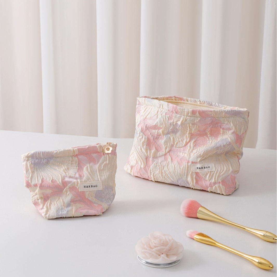 Luxury Makeup Bag Cosmetic Tool Organizer Jacquard Fabric Cosmetic Pouch Makeup Pouch for Women