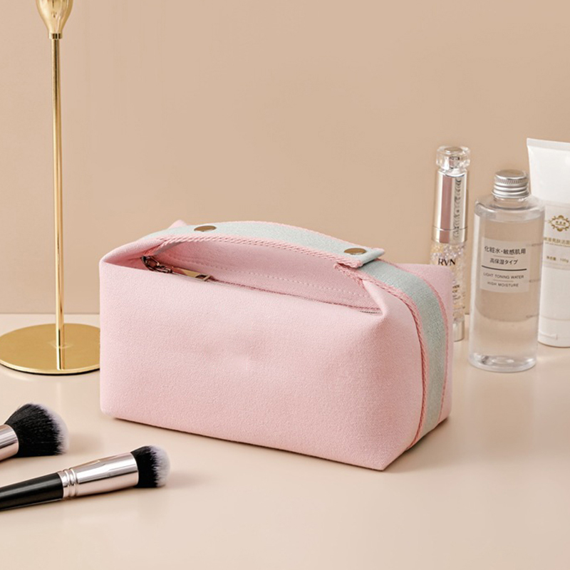 Wholesale Custom logo Gold Zipper Cosmetic Bag Women Travel pink Multi-purpose Organizer square Makeup Bag case