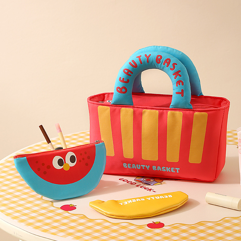 Beauty Basket Cosmetic Bag Set Large Capacity Portable Travel Make Up Storage Rectangle Shape Yiwu Origin