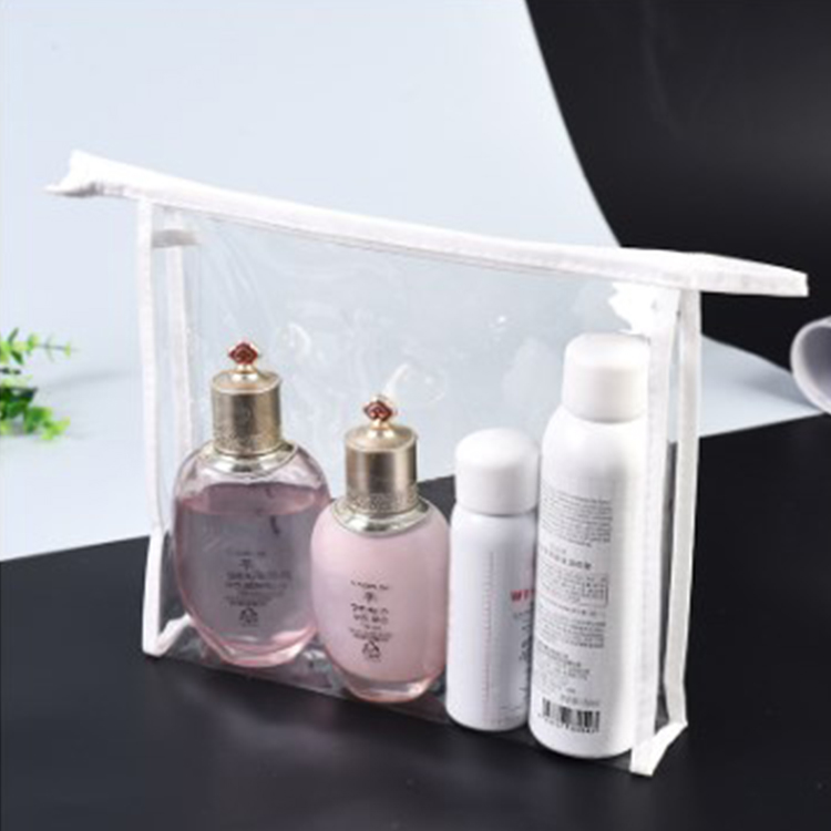 Custom Logo Transparent Waterproof Eco-Friendly Clear PVC Makeup Bag Ziplock Cosmetic Bag for Women