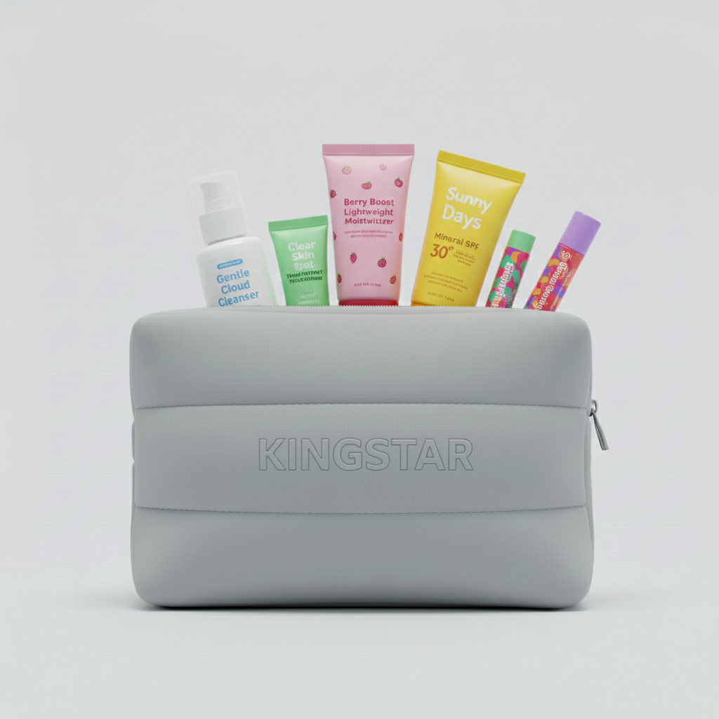 Customer Logo Quilted Puffy Fashion Zipper Neoprene Candy Soft Handle Cosmetic Makeup Organizer Bag Bubble Pouch Beauty Skincare