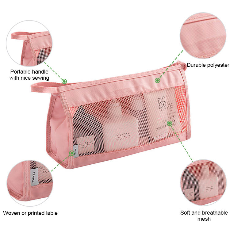 Large-Capacity Travel Cosmetic Bag Custom Polyester Mesh Cosmetic Bag Portable Fashion Makeup Bag Cosmetic Pouch Fashion