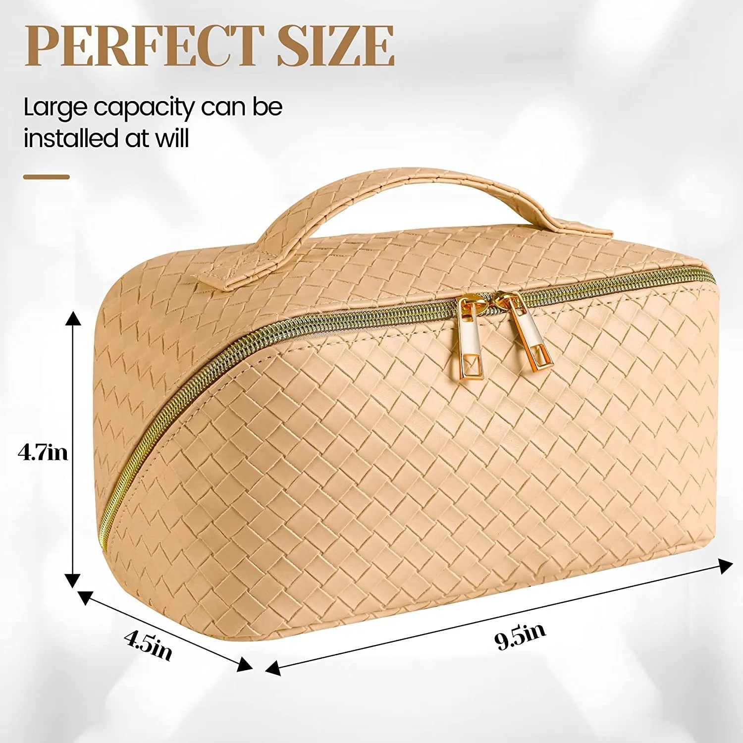 Tomic New Fashionable Flexible Leather Waterproof Large Capacity Travel Portable 14X24X13cm Female Cosmetic Bag Wholesales