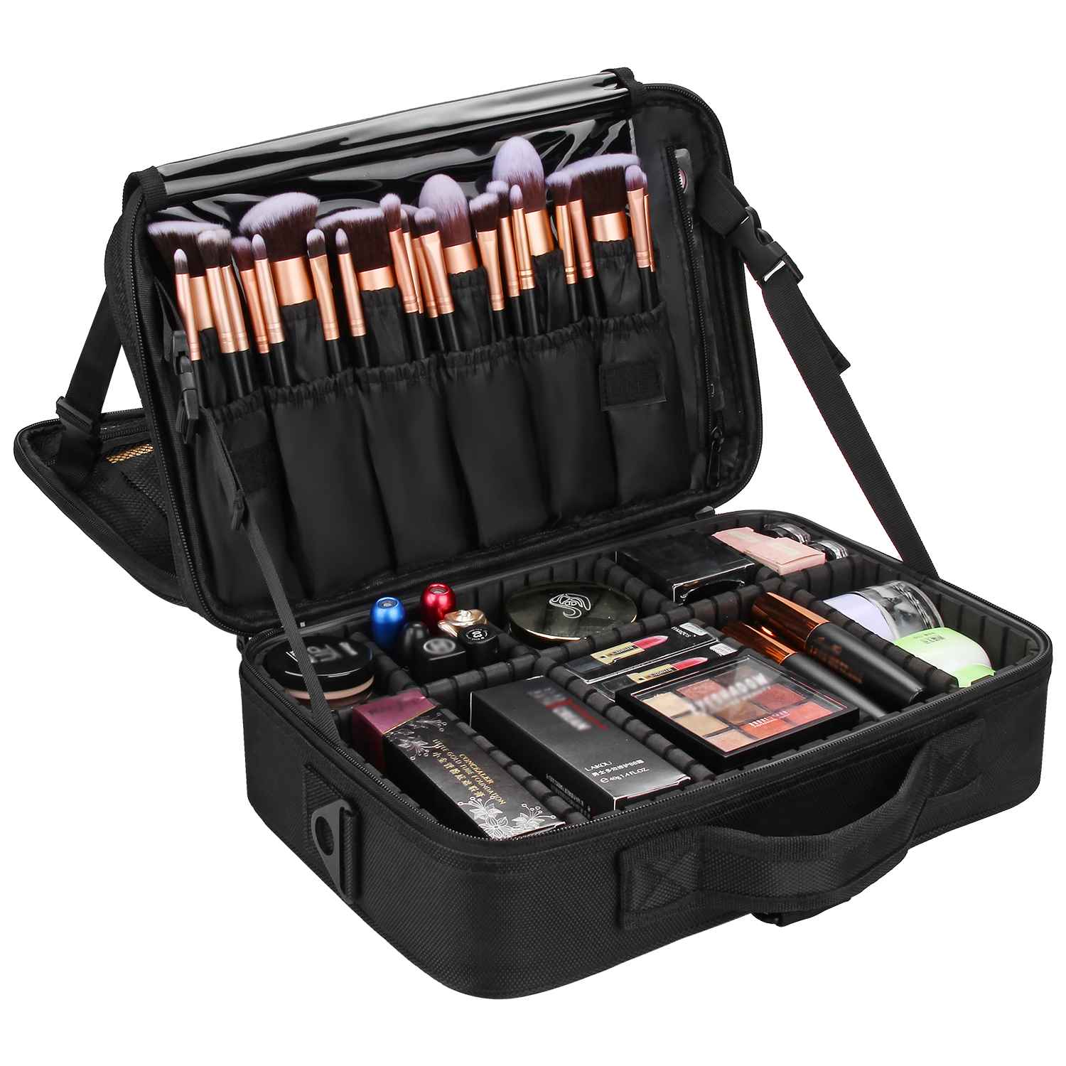 Relavel Travel Makeup Case Large Capacity Cosmetic Bags for Women Toiletry Bag Makeup Organizer with Divider and Handle