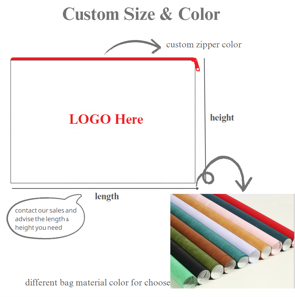 High Quality Waterproof Durable Tyvek T Shirt Packaging Zipper Bag Cosmetic Makeup Organizer Storage Pouch with Custom Logo