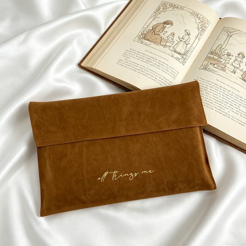 Custom Logo Velvet Envelope Bag Luxury Cosmetic Makeup Pouch for Skincare Lotion Perfume Packaging Book Storage Wigs Dust Bag