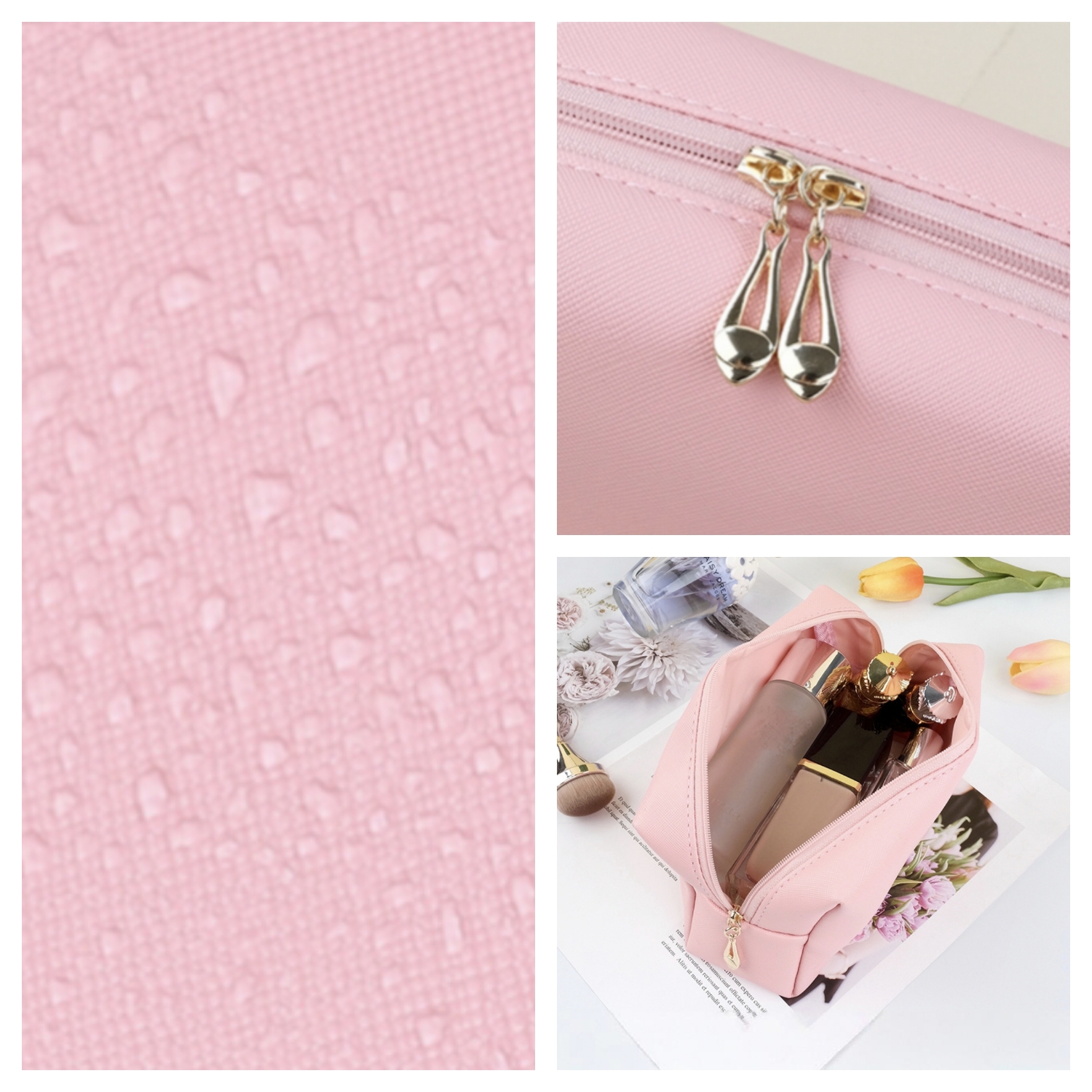 Minimalist Solid Color PU Cosmetic Organizer Bag Custom Printed Logo Waterproof Portable Makeup Bag for Brand Giveaway