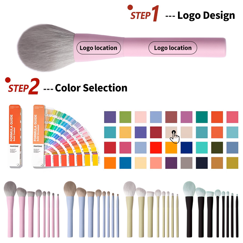 Synthetic Hair Professional Private Label 8pcs Eco-friendly Makeup Brush Set Soft Vegan Bristles with Portable Pouch