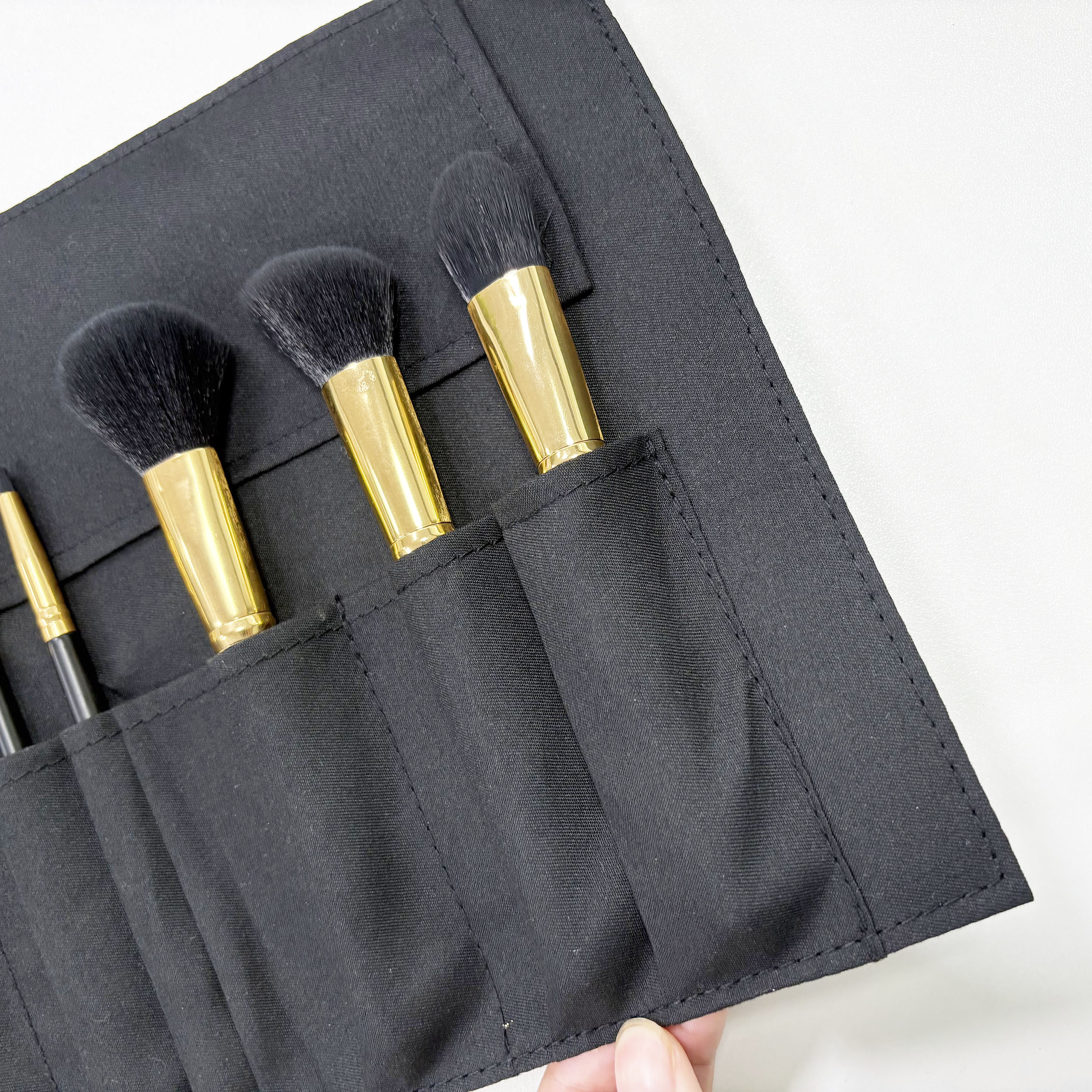 Wholesale Makeup Brush Roll Bag Cosmetic Bag Professional Black Portable Organizer Makeup Brush Bag