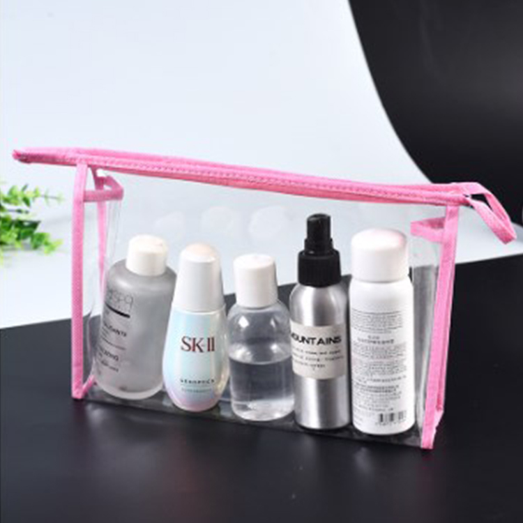 Custom Logo Transparent Waterproof Eco-Friendly Clear PVC Makeup Bag Ziplock Cosmetic Bag for Women