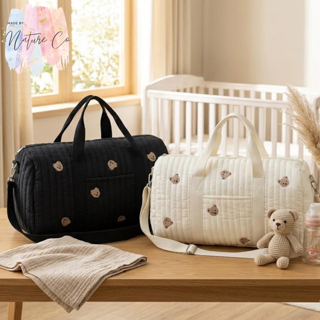 Handbag Mommy Bag Extra Large Capacity Cute Fresh Pattern Travel Bag Black Everyday for Daily Use