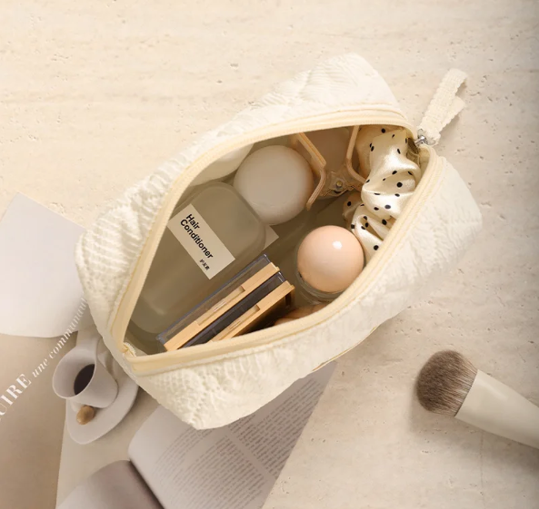 High-Appearing Fashion Women's Portable Eco-Friendly Polyester Zipper Cosmetic Bag Makeup Business Travel Waterproof Octagonal