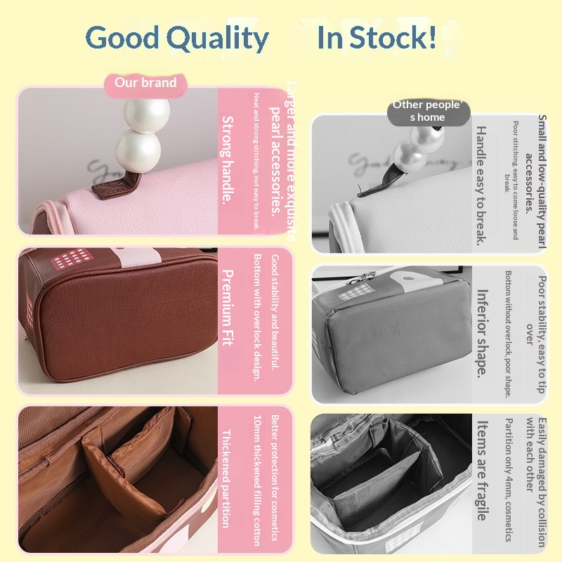 Small House Shaped Canvas Zipper Partitioned Storage Large Capacity Cartoon Design Portable Organizer Cosmetic Bag