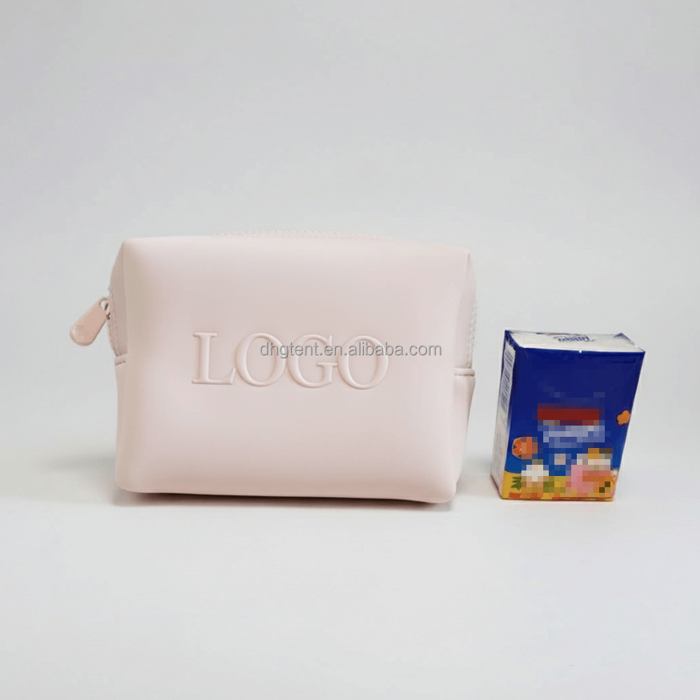Brand Gift Pouch Custom Logo Size Design Small Pink Neoprene Zipper Makeup Cosmetic Beauty Toiletry Pouch Bag For Women