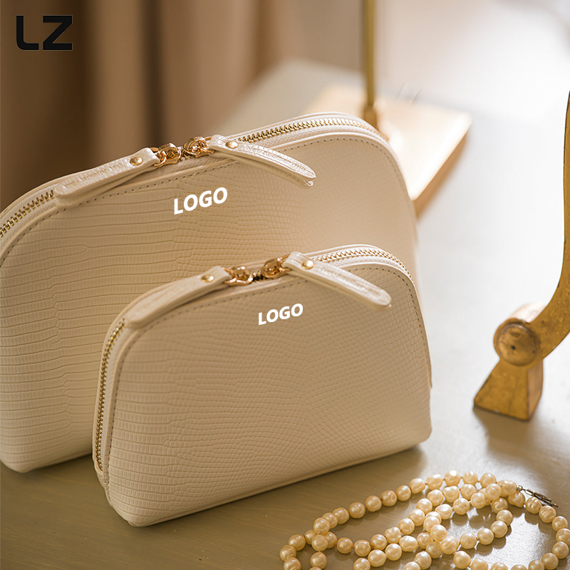 LZ Recycled Dome Makeup Bag Leather Waterproof Travel Toiletry Bag Small Cosmetic Pouch For Women Purse Home Storage Organizer