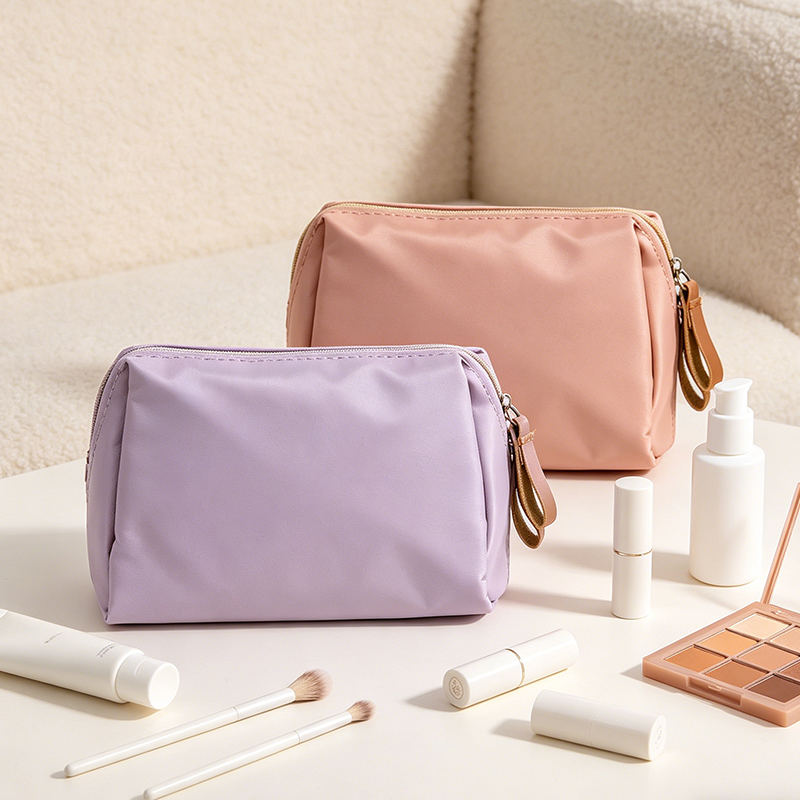 Luxury Private Label pink Travel Large Capacity Professional Leather Makeup Cosmetic Toiletry Bag