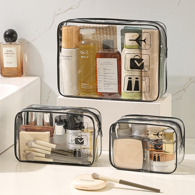 HANFEIZI Vacation Organization Clear Makeup Bag Toiletry Bag for Travel