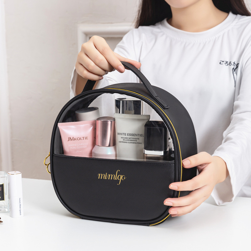 Hot Selling Women's Luxury PU Waterproof Portable Reusable Makeup Bag Small Capacity Customized Logo Soft Handle Zipper Closure