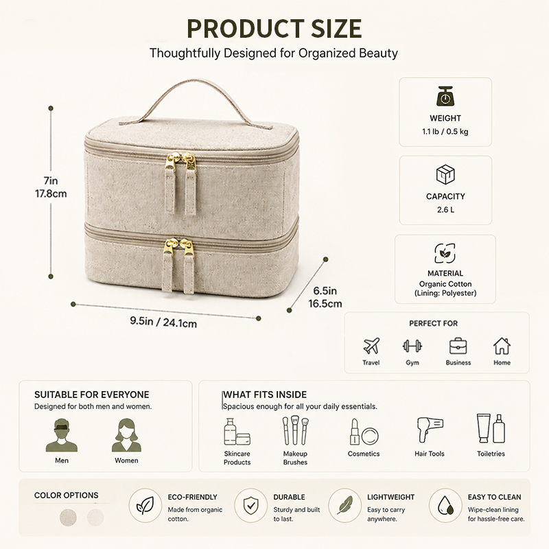 DIADIA Factory High Quality Custom Eco Friendly Beauty Vanity Cosmetic Double Layer Large Capacity Soft Handle Waterproof Bag